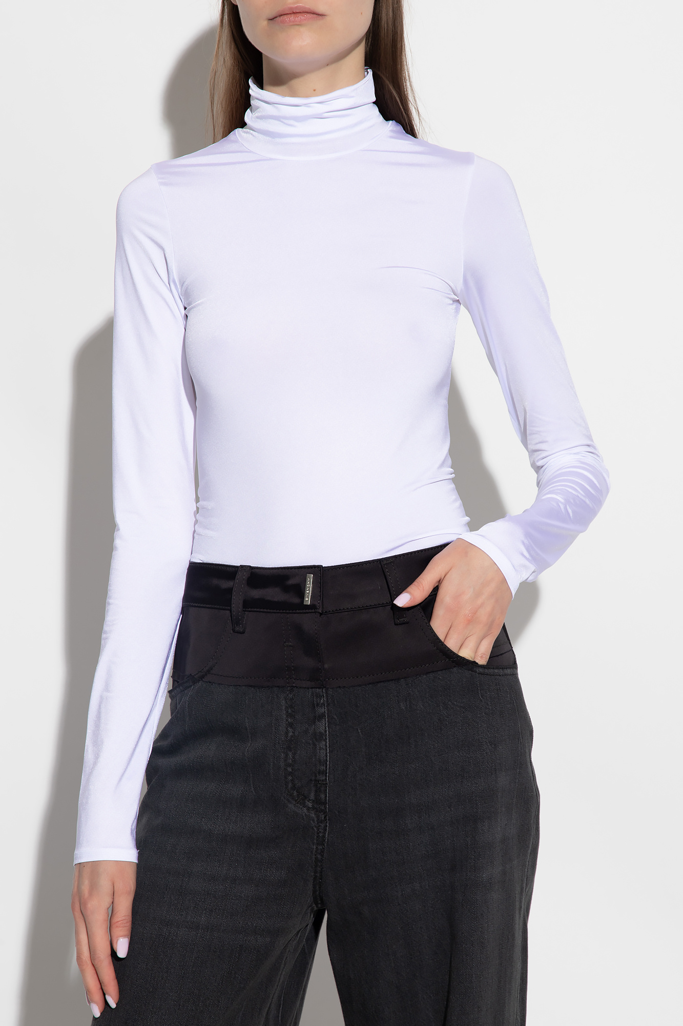 White fitted hot sale turtleneck sweater